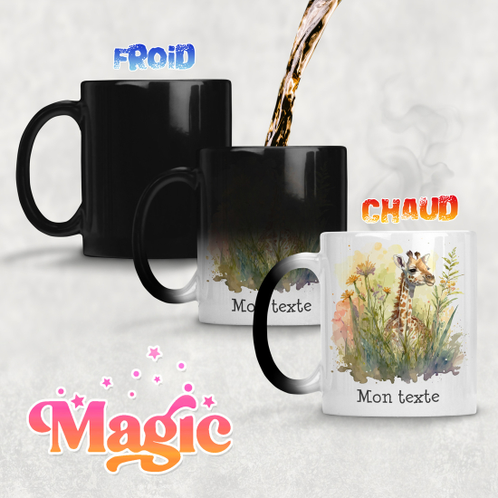 Tazza magica personalizzata - Giraffa fiori