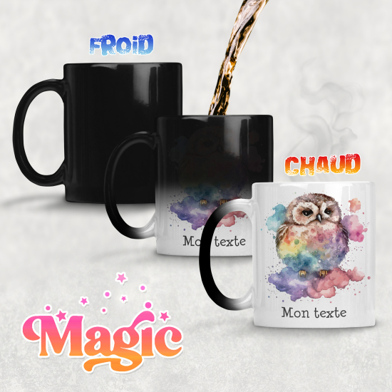 Tazza magica personalizzata - Gufo acquerello