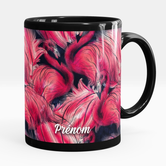 Tazza / Mug personalizzata Nero integrale - Fenicotteri rosa