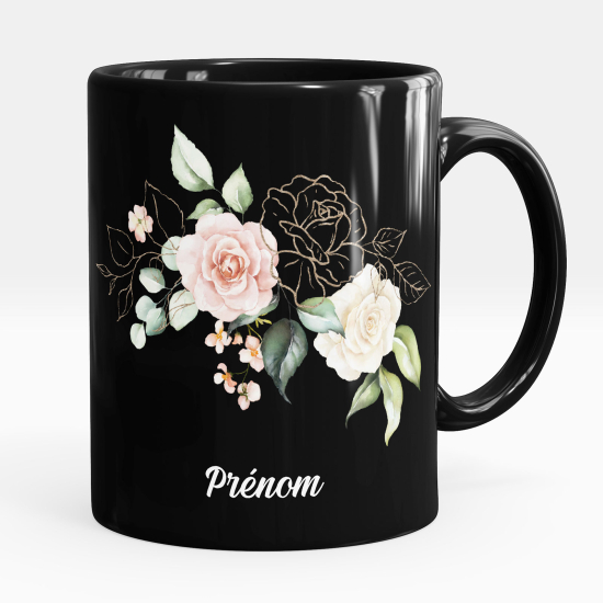 Tazza / Mug personalizzata Nero integrale - Fiori