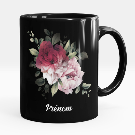 Tazza / Mug personalizzata Nero integrale - Fiori