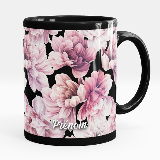 Tazza / Mug personalizzata Nero integrale - Fiori