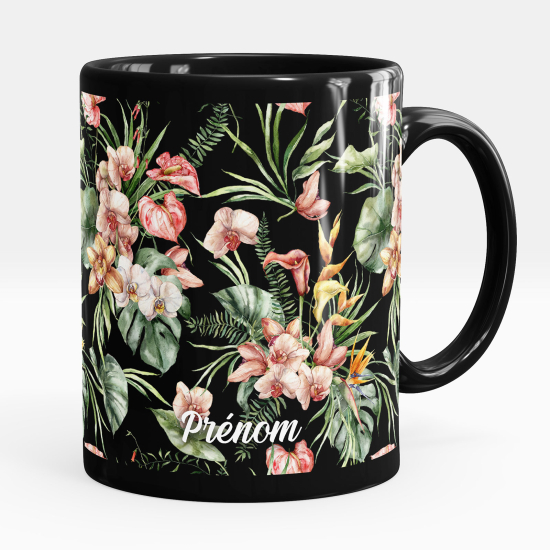 Tazza / Mug personalizzata Nero integrale - Fiori