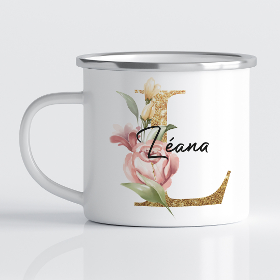 tazza smaltata monogram personalizzata - Lettera L