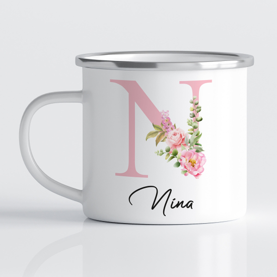tazza smaltata monogram personalizzata - Lettera N
