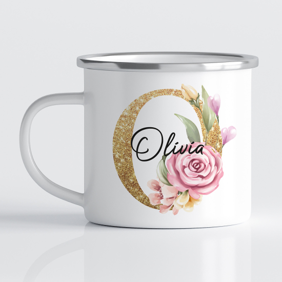 tazza smaltata monogram personalizzata - Lettera O