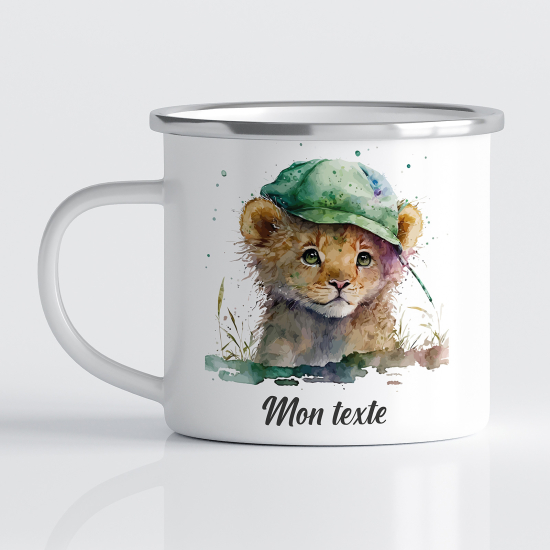 tazza smaltata personalizzata per Bambini - Cucciolo di leone