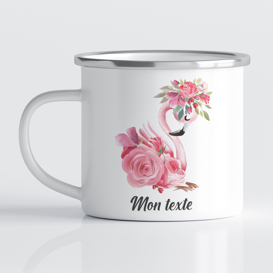 tazza smaltata personalizzata per Bambini - Fenicottero Rosa