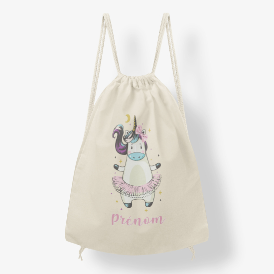 Zaino personalizzato con coulisse - Mucca unicorno