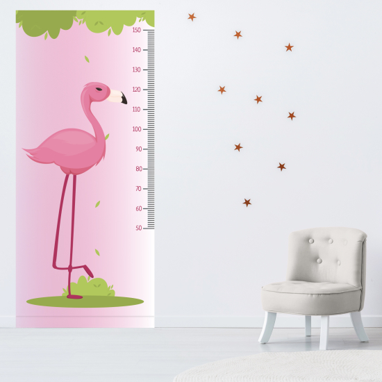 Adesivo Metro da parete per Bambini - Fenicottero rosa