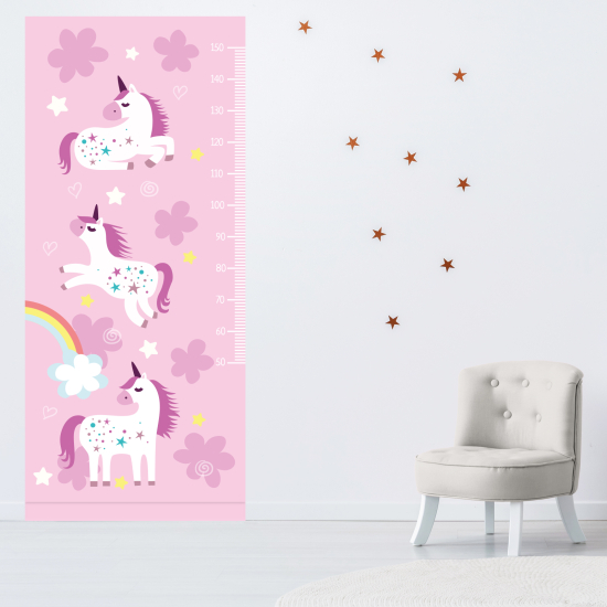 Adesivo Metro da parete per Bambini - Unicorni arcobaleno