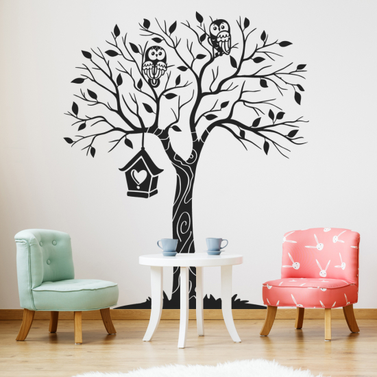 Adesivo Murale - Albero Gufi