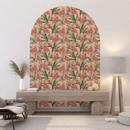 Adesivo Murale Arco - Fenicotteri rosa