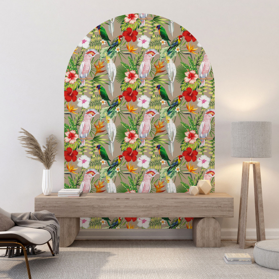 Adesivo Murale Arco - Fiori Uccelli