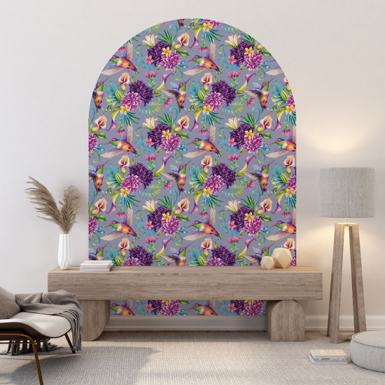 Adesivo Murale Arco - Fiori Uccelli