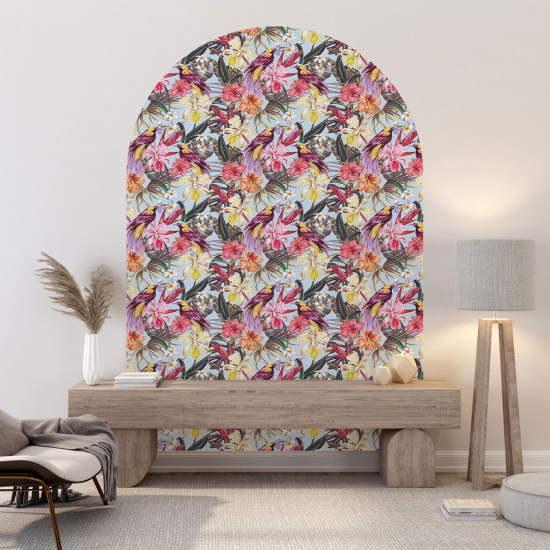 Adesivo Murale Arco - Fiori Uccelli