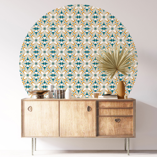 Adesivo Murale Cerchio / Rotondo - Fiori Mosaico