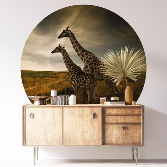 Adesivo Murale Cerchio / Rotondo - Giraffe