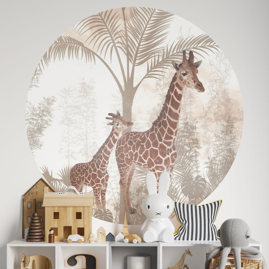 Adesivo Murale Cerchio / Rotondo - Giraffe