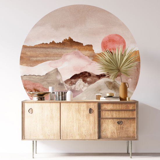 Adesivo Murale Cerchio / Rotondo - Paesaggio Boho
