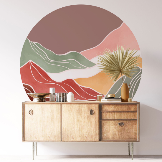 Adesivo Murale Cerchio / Rotondo - Paesaggio Boho