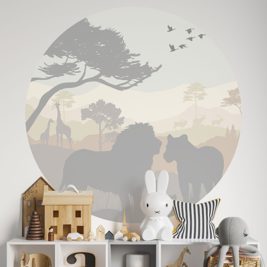 Adesivo Murale Cerchio / Rotondo per Bambini - Animali