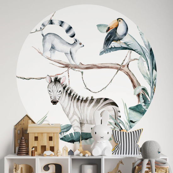 Adesivo Murale Cerchio / Rotondo per Bambini - Animali