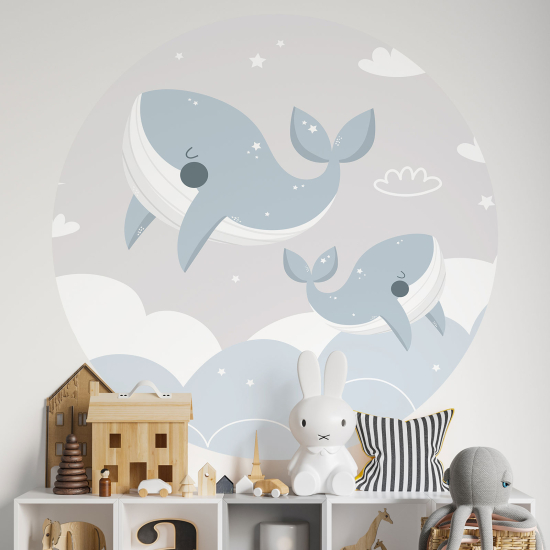 Adesivo Murale Cerchio / Rotondo per Bambini - Balene