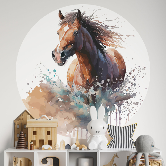Adesivo Murale Cerchio / Rotondo per Bambini - Cavallo
