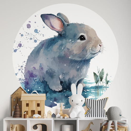 Adesivo Murale Cerchio / Rotondo per Bambini - Coniglio