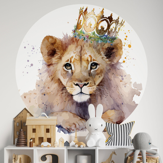 Adesivo Murale Cerchio / Rotondo per Bambini - Cucciolo di leone