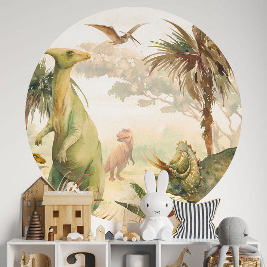 Adesivo Murale Cerchio / Rotondo per Bambini - Dinosauri