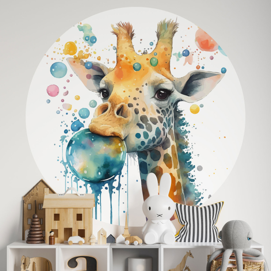 Adesivo Murale Cerchio / Rotondo per Bambini - Giraffa