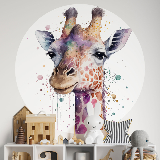 Adesivo Murale Cerchio / Rotondo per Bambini - Giraffa