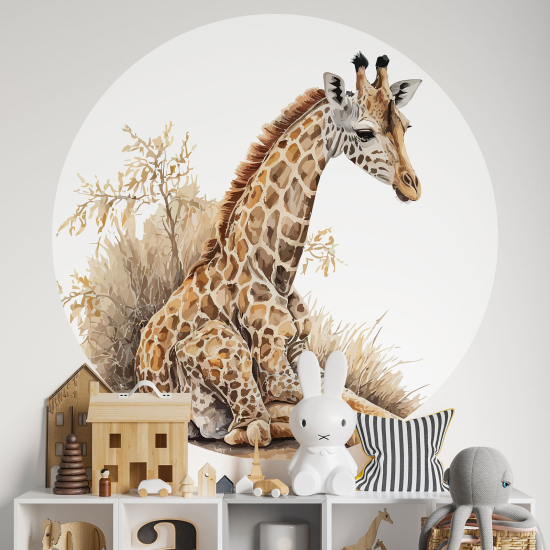 Adesivo Murale Cerchio / Rotondo per Bambini - Giraffa