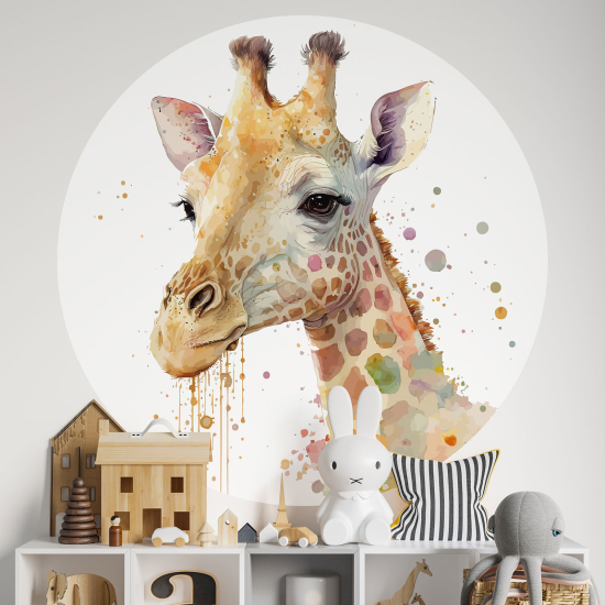 Adesivo Murale Cerchio / Rotondo per Bambini - Giraffa