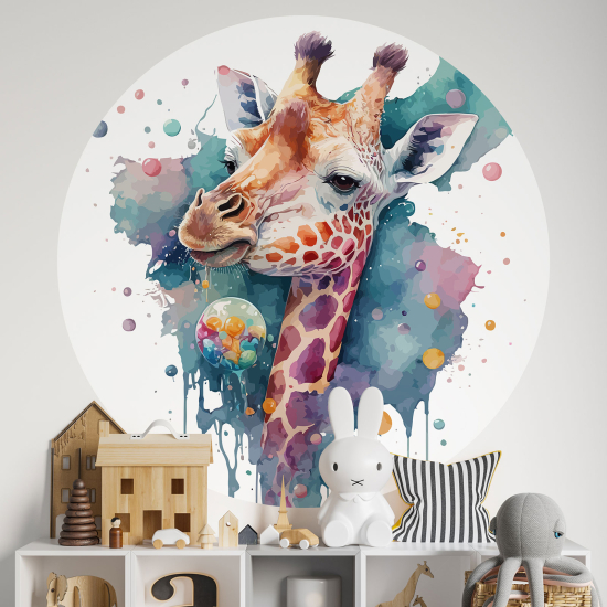 Adesivo Murale Cerchio / Rotondo per Bambini - Giraffa