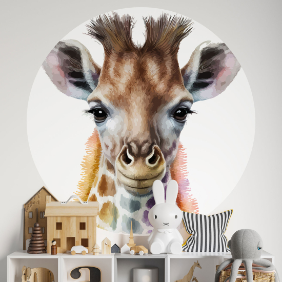 Adesivo Murale Cerchio / Rotondo per Bambini - Giraffa