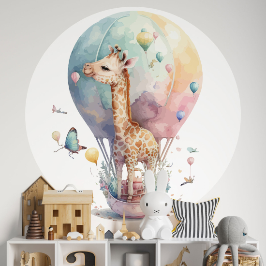 Adesivo Murale Cerchio / Rotondo per Bambini - Giraffa