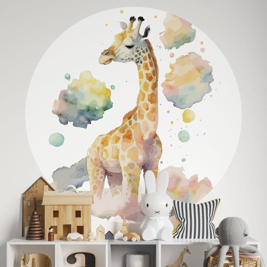 Adesivo Murale Cerchio / Rotondo per Bambini - Giraffa