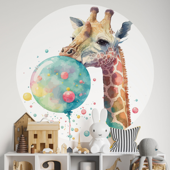Adesivo Murale Cerchio / Rotondo per Bambini - Giraffa bolla