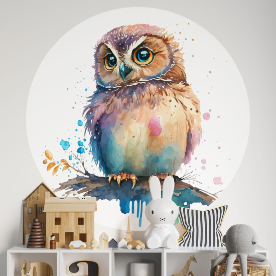 Adesivo Murale Cerchio / Rotondo per Bambini - Gufo