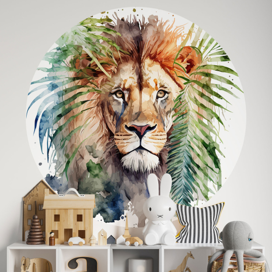 Adesivo Murale Cerchio / Rotondo per Bambini - Leone