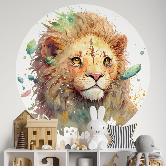 Adesivo Murale Cerchio / Rotondo per Bambini - Leone