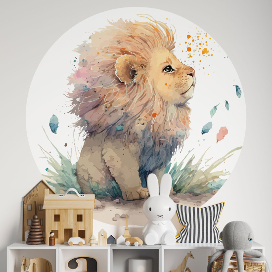 Adesivo Murale Cerchio / Rotondo per Bambini - Leone