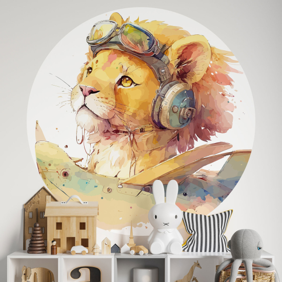 Adesivo Murale Cerchio / Rotondo per Bambini - Leone