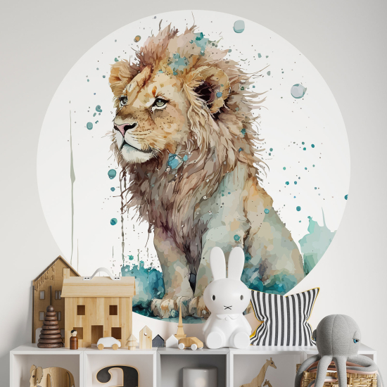 Adesivo Murale Cerchio / Rotondo per Bambini - Leone