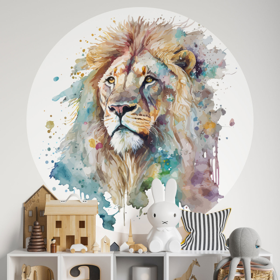 Adesivo Murale Cerchio / Rotondo per Bambini - Leone