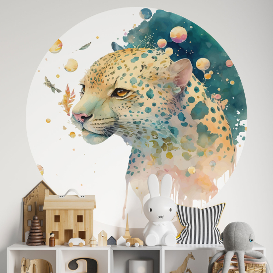 Adesivo Murale Cerchio / Rotondo per Bambini - Leopardo