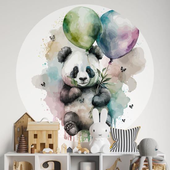 Adesivo Murale Cerchio / Rotondo per Bambini - Palloncini panda